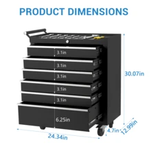 Tool Chest With Wheels For 6 Drawers, Tool Box With Wheels, Portable Tool Cabinet Organizer With Locking System And Drawer Liners - A - 查看 8