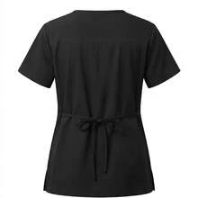 Unisex Scrub Set Surgical Uniform Pajamas Cool Mesh - Black - View 2