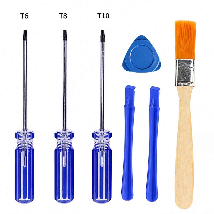 Bộ dụng cụ tháo lắp 7 trong 1, bộ tua vít T6 T8 T10 kèm thanh cạy và bàn chải, bộ dụng cụ sửa chữa hoàn chỉnh cho tay cầm và máy chơi game One. - Xem 1