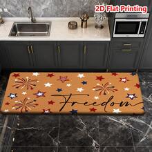 1/2pcs Independence Day Doormat, Flannel Doormat With Star And Firework Pattern, Soft Absorbent Non-Slip, Machine Washable With Anti-Skid Backing, Suitable For Entryway, Living Room, Kitchen, Bathroom, Foyer, Multipurpose Rug, Holiday Decor Household Essential - Multicolor - View 13