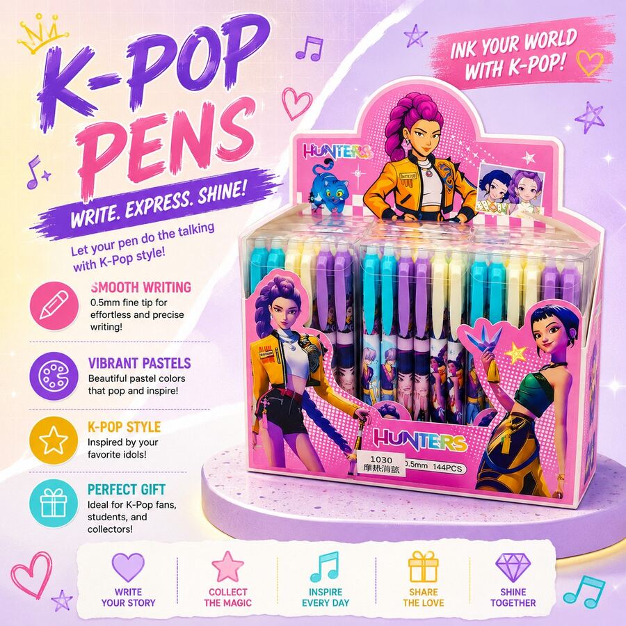 Themed Chic Quick-Dry Ballpoint Pen Cute Aesthetic Writing Instrument Perfect For Note-Taking Journaling Daily Use Random Delivery - Multicolor - View 1