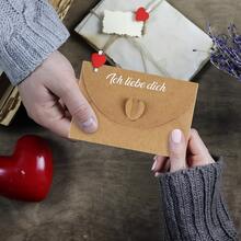 20 Set, Mini Envelopes With Blank Card Vintage Small Kraft Paper Envelope With Heart Closure DIY Blank Note Card Set For Wedding Birthday Party Invitation - Sets - View 5