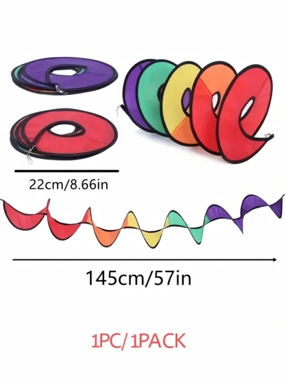 1pc Vibrant Rainbow Spiral Twirling Wind Spinner, Collapsible Fabric Colorful Windsock Ornament, Eye-Catching Gradient Tent Decoration, Kidcore Aesthetic Outdoor Yard Art, Nature Lovers Gift, Bright Unisex Boho Hanging Decor, Summer Festival Gift For Friends And Camping Enthusiasts