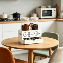 IDUK 1PC Wooden Coffee Pod Storage Drawer, Lidded Coffee Bean Storage Box With Drawer, Lidded Storage Container For Coffee And Food For Home Kitchen Bar Use - White - View 5