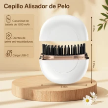 ANTSAY Cepillo Alisador De Cabello, Mini Cepillo Alisador de Pelo, Cepillo Alisador Inalámbrico Portátil, Protección Antiquemaduras, Anti Encrespamiento,Peine Alisador de Hay 3 Configuraciones de Temperatura - Blanco - Ver 3