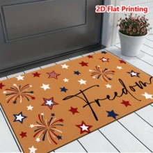 1/2pcs Independence Day Doormat, Flannel Doormat With Star And Firework Pattern, Soft Absorbent Non-Slip, Machine Washable With Anti-Skid Backing, Suitable For Entryway, Living Room, Kitchen, Bathroom, Foyer, Multipurpose Rug, Holiday Decor Household Essential - Multicolor - View 16