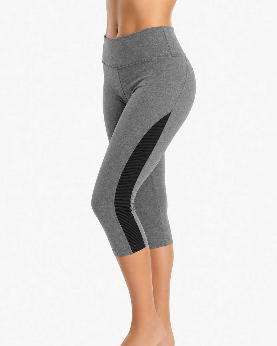 Women's Gray Capri Dry Leggings For Gym And Fitness - 灰/黑色 - 查看 1