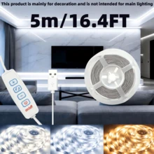 3-60Ft Decorative LED Strip Lights, 3 Color Temperatures Warm White/Natural White/Cool White, USB Powered, Cuttable, Dimmable, With Button On-Off For Bedroom, Stairs, Wardrobe, Mirror, Living Room Decor, Festival Party - Three Color Temperatures - View 12