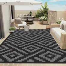 1pc Nordic Modern Classic Geometric Rhombus Pattern Outdoor Rug/Carpet/Area Rug/Doormat, Suitable For Entryway, Balcony, Garden, Outdoor, Patio, Living Room, Soft And Machine Washable, Home Decor - Multicolor - View 4