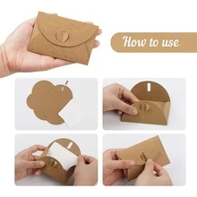 20 Set, Mini Envelopes With Blank Card Vintage Small Kraft Paper Envelope With Heart Closure DIY Blank Note Card Set For Wedding Birthday Party Invitation - Sets - View 8