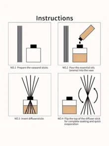 6pcs/Box Natural Fragrance Diffuser Sticks, Steam Diffuser To Create Fresh Home Ambiance, Made Of Ultra-Fine Fiber, Fragrance-Free, Suitable For Spa Centers, Room Decor, Home Accessories - Black - View 4