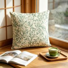 1PC Olive Green Leaf Vine Pillowcase - Soft Green Plant Pattern With Zipper Closure, Mint Tone Suitable For Sofa Beds And Chairs, Soft Olive Green Decorative Embellishment (Suitable For Modern Rural Farmhouse Style) Double-Sided Printing,Without Pillow Core - Multicolor - View 2