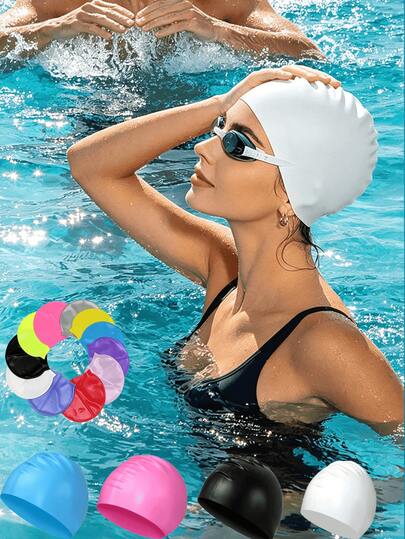 1 Pc Ultra-Stretch Silicone Swim Cap For Men Women With Long Hair, 3D Ergonomic Design With Hydrodynamic Lines To Reduce Water Drag, Sleek Waterproof Swimming Hat With Elegant Floral Art Pattern, Durable Tear-Resistant Anti-Slip Bathing Cap, Comfortable Non-Tight Head Fit Keeps Hair Dry & Clean