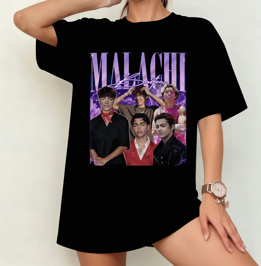 Malachi Barton Retro Star Collage T-shirt | Könsneutral Stor Fantröja Svart - Svart - Visa 1