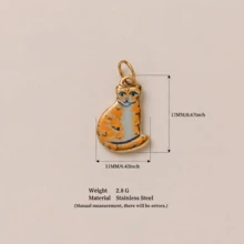 1件夏季插画猫吊坠，复古可爱风格，珐琅滴彩工艺，18K金PVD电镀，316不锈钢材质，防水防褪色，适合装饰鞋带，可搭配运动鞋、板鞋、德式训练鞋、皮鞋和靴子。 - 彩色 - 查看 22