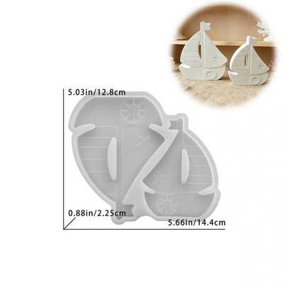 2-Cavity DIY Swim Ring & Sailboat Combination Epoxy Resin Mold, Small Boat Sail Decor Gypsum Silicone Mold