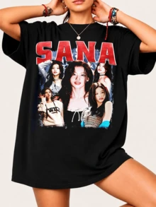 Sanas TWICEs T-Shirt For ONCE Fans Featuring A Collage Of His Iconic Looks, 100% Cotton, Unisex - Black - View 6