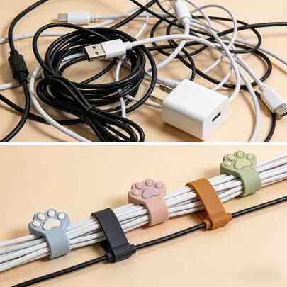 50 chiếc cuộn dây cáp xoắn ốc | Cuộn dây cáp silicon bền chắc, di động | Sắp xếp dây tai nghe/cáp dữ liệu/dây sạc | Hộp đựng phụ kiện nhỏ trên bàn làm việc | Chế tác tinh xảo