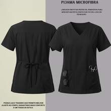 Unisex Scrub Set Surgical Uniform Pajamas Cool Mesh - Black - View 3