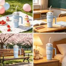 Miniso Sanrio Hello Kitty Cinnamoroll Kuromi Cold Drink Cup Cute Cartoon Thermos Cup Large Capacity Stainless Steel Insulated Cup Tumbler Outdoor Portable Water Bottle 700ml/24oz - Multicolor - View 8