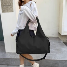 1Pc Yoga Mat Bag, Gym Bag With Shoes Compartment, Large Capacity Women Men Travel Duffel Bag, Lightweight Yoga Mat Bag Carrier With Yoga Strap, Carryall Yoga Tote Bag With Dry And Wet Separation (Pink/Gray/Black) - 黑色 - 查看 6