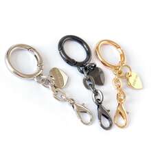 2pcs Heart Shaped Keychain, Love Couple Keychain With Lobster Clasp And Chain, Metal Gold Color DIY Jewelry Accessory - Multicolor - View 5