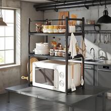 1pc Microwave Oven Rack With Hook, Black & White Options, Expandable - Vertical Countertop Storage Rack, Suitable For Toaster, Air Fryer, Easy To Install, Sturdy Metal Structure, Space-Saving Design - Microwave Oven Rack - View 4
