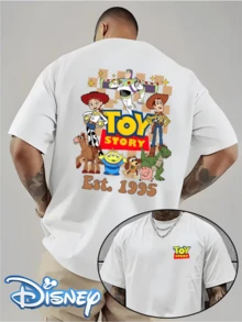 (Disney Licensed T Shirts)Disney Pixar1 Toy Story All Characters Est. 1995 Graphic Tee Men's Oversized Crew Neck Short Sleeve T-Shirt, Casual Streetwear With Woody Buzz Lightyear Jessie Rex Bullseye Double-Sided Print, Vintage 90s Cartoon Loose Fit Tee, Mens Clothes, Men, Ropa De Hombre, Summer Clothes, Men Shirts, Graphic Tees, Disney Outfits Men, Graphic Tees, Camisetas Para Hombre, Camisas Para Hombre, Summer Outfits For Men, Father's Day Gift, Perfect Gift For Family And Friends, Which Are Necessary For Birthday Parties, Disney Shirts, Mens Clothes, Summer Clothes, Officially Licensed Disney T-Shirts, Disney Men's And Women's Spring/Summer Fashion Casual Short-Sleeve T-Shirts, Disney Top - trắng - Xem 1