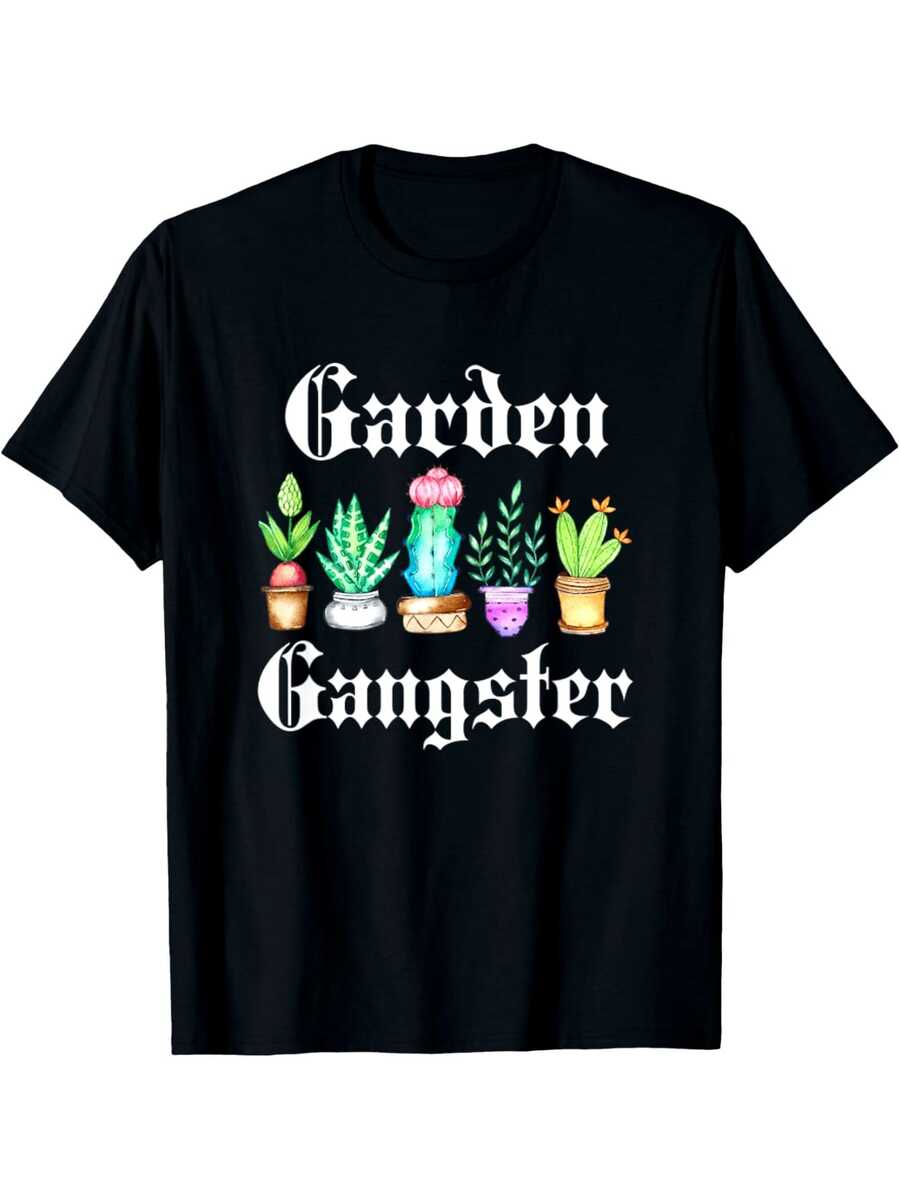 Camiseta regalo para amantes de las plantas estampado cactus suculentas colorido estilo casual holgado color negro tela resistente no se deforma fácilmente lavable a máquina ropa informal unisex nacional envio - Negro - Ver 1