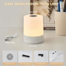 Touch Bedside Lamp, Dimmable Desk Lamp, 3-Color Warm White LED Light, USB Plug-In/Rechargeable, Portable Touch Night Light, Mini Night Light, Valentine's Day Gift, Suitable For Bedroom, Living Room And Office Desk Decoration - Multicolor - View 4