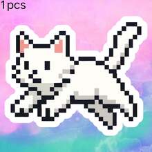 Pixel White Cat Sticker, Cute Aesthetic Sticker, Used To Express "I'm In A Soft And Cute Cat Mood Today", Waterproof Vinyl Sticker - Durable Smooth Surface, Self-Adhesive Bumper Sticker, Suitable For Cars, Windows, Laptops, Trucks, Water Bottles - Multipurpose Durable Design, Car Decal - Vinyl - View 10