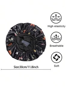 Awegeo 3pcs Kids Butterfly Print Wide Elastic Band Bonnets, Comfortable Daily Wear Sleep Hats - 3Pcs-set1 - View 7