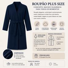 Soft Cozy Plus Size Unisex Bathrobe For Women And Men, Warm Terry Cloth Microfiber, Long With Pockets, Post-Bath, Winter - Màu xanh hải quân - Xem 2