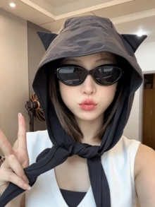 1顶女士夏季小恶魔全遮阳帽 - 速干防紫外线头套设计，带有可爱猫耳，适合上学、工作、购物和旅行 - 多款 - 查看 12