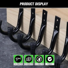 6pcs Heavy Duty Garage Hooks, Metal Wall-Mounted Large J-Shaped Practical Hooks, For Organizing Garage Storage Cords, Tools, Coats, Backpacks, Etc., Suitable For Indoor And Outdoor Use, Black - Black - View 7