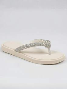Chinelinho Rasteirinha Mulher Feminino Flat Casual Confortavel Respiravel Levinho - Off - Visão 2