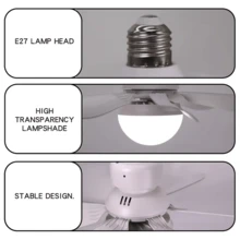 20-Inch Ceiling Fan With LED Light, Remote Control And Quiet Design, Easy Installation For Bathroom, Kitchen, Bedroom And Living Room - White - View 4