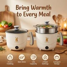 SMEGGEMS Electric Mini Stove, Non-Stick Portable Pot, Fast Cooking, With Adjustable Power, Essential For Dorm Kitchen - White Single Layer - View 7