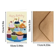 Bộ 24 thiệp chúc mừng sinh nhật, gấp sẵn, kèm phong bì, nhãn dán, kích thước lớn 5x7 inch, và lời chúc chung chung bên trong, thích hợp cho văn phòng, doanh nghiệp, nhân viên và cá nhân. - Nhiều màu - Xem 8