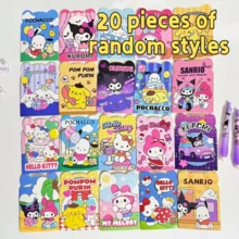 Bộ 20 cuốn sổ tay họa tiết hoạt hình dễ thương Sanrio Kitty, Kurumi Melody và các nhân vật khác, màu Macaron và màu tối, sổ ghi nhớ, sổ bài tập, văn phòng phẩm hình hoạt hình, thích hợp làm quà tặng ở trường và ở nhà, quà tặng trò chơi Bingo, quà nhỏ (mẫu ngẫu nhiên) - Nhiều màu - Xem 12