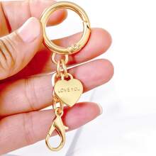 2pcs Heart Shaped Keychain, Love Couple Keychain With Lobster Clasp And Chain, Metal Gold Color DIY Jewelry Accessory - Multicolor - View 4