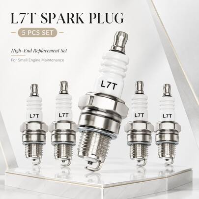 5件套L7T火花塞套装，适用于小型发动机、链锯、割草机和园艺工具维修的简易更换火花塞