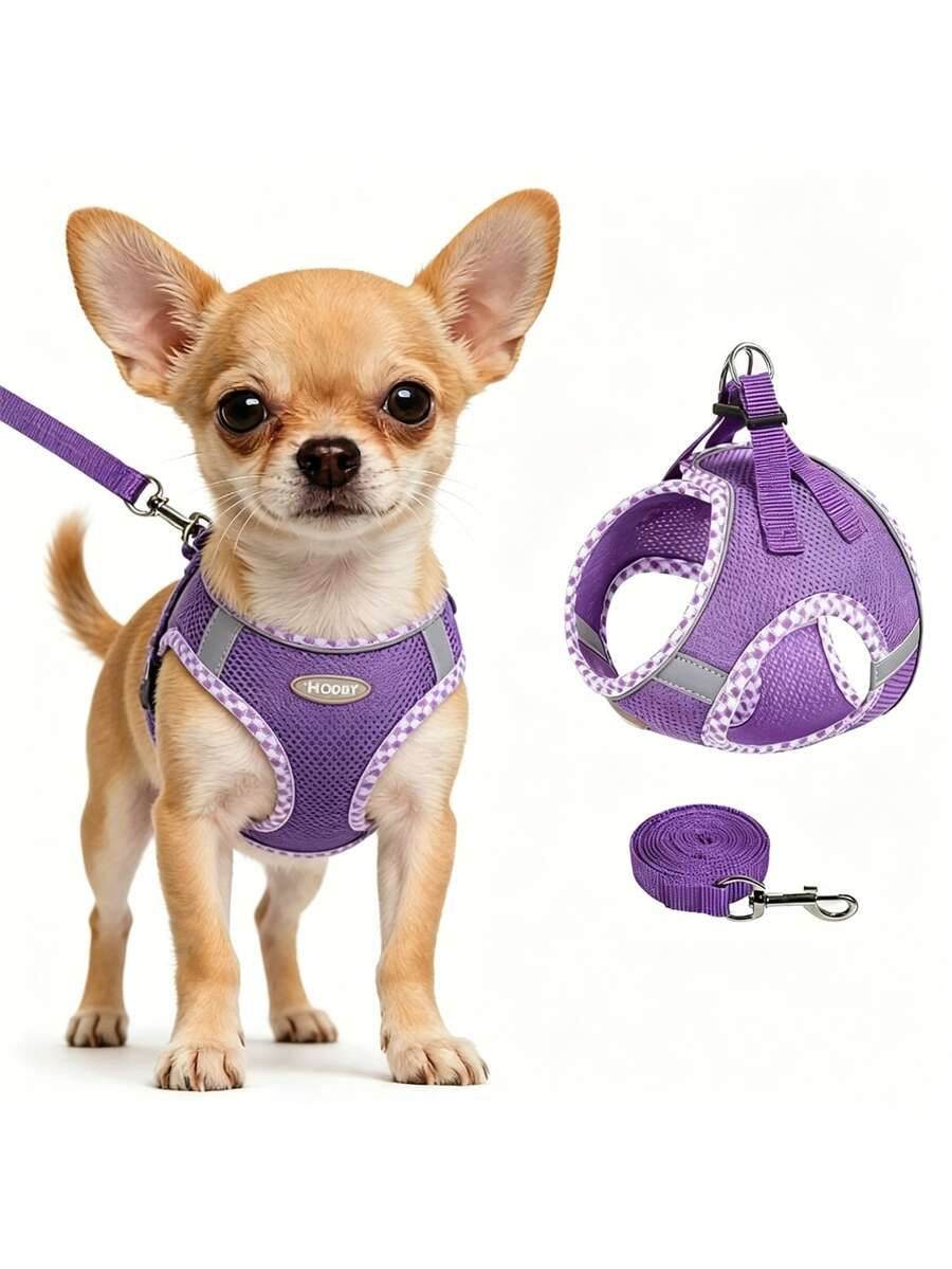 2pcs/Set Pet Dog Travel Supplies Set, Dog Leash + Harness Suit, Outdoor Walking Easy Hook And Loop Chest Strap