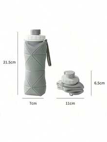1pc 600ml Folding Sports Women Men Portable Silicone Cup Reusable Drinking Outdoor Fitness Gym Travel Camping Hiking Trekking Office School Supplies - 淺灰色 - 查看 5