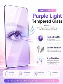 2pcs Blue Light Blocking Tempered Glass Screen Protector, Full Coverage, Case Friendly, Fit For IPhone 17 Pro Max, 13/14/15/16/17 Pro/Pro Max/16 Plus/16/17e Series - Mauve Purple - View 2