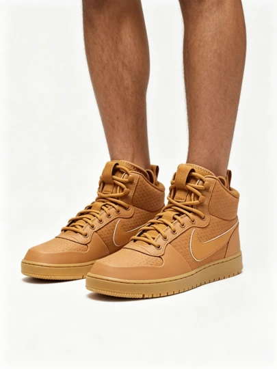  Nike Court Borough Mid男款復古舒適休閒防滑耐磨高筒板鞋小麥色
