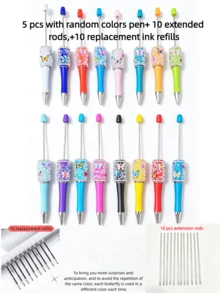 [30pcs] Includes 10 Cute Bow Bead Pens, Paired With 10 Extended Rods To Meet More Creative Needs, 10 Replacement Ink Refills For Reuse, Cute Desk Decor, Suitable For Gifts, Daily And Holiday Use - Multicolor - View 11