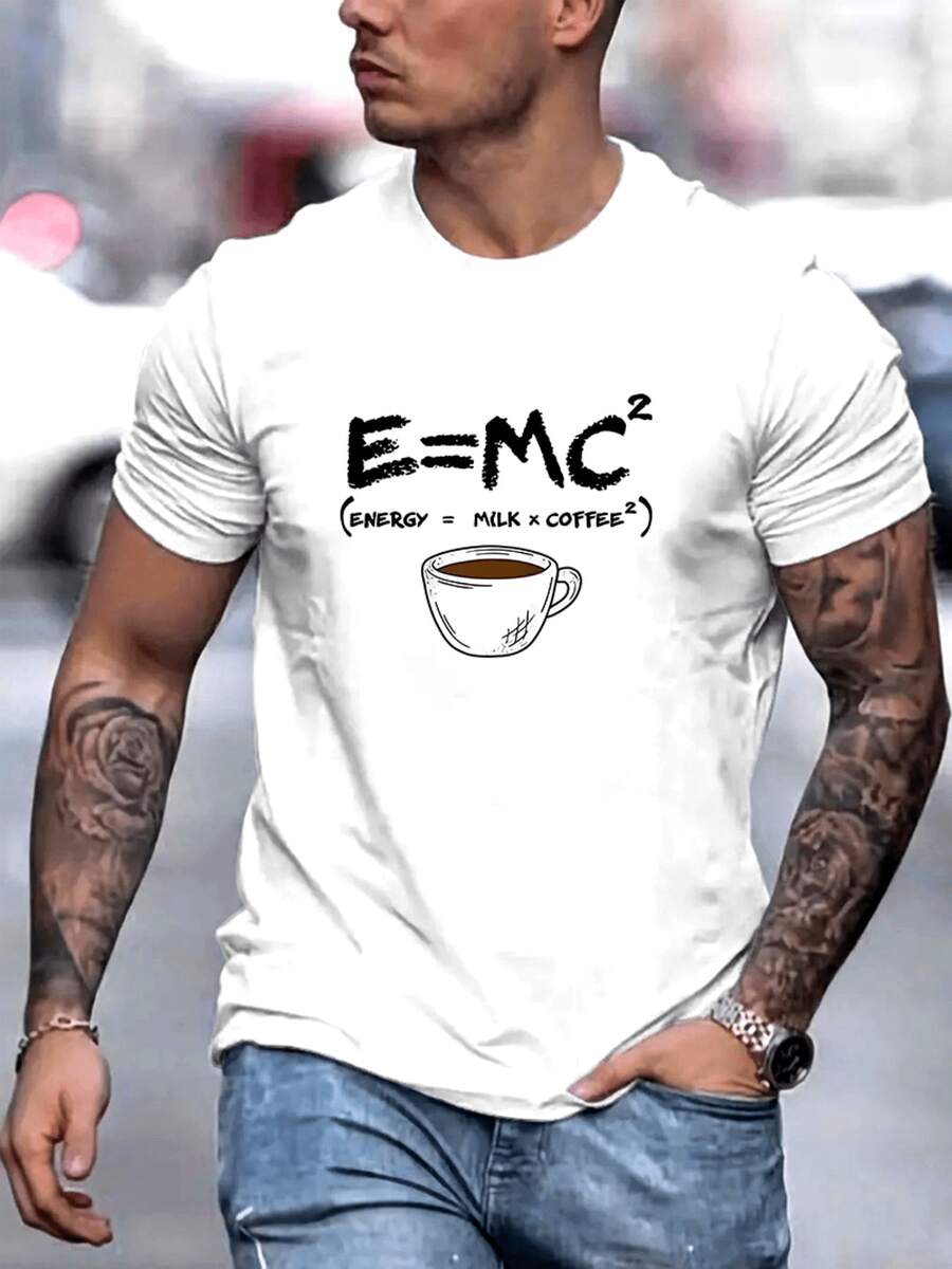 Nueva Camiseta de Verano para Hombre, Casual, a la Moda, de Manga Corta, Estampada, Microelástica, de Cuello Redondo, Cómoda y Transpirable - Blanco - Ver 1