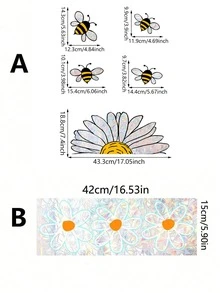 1片阳光彩色静电吸附玻璃贴纸。蜜蜂和向日葵图案个性化贴纸。可移除防水PVC材质。适用于客厅、卧室窗户、浴室和厨房玻璃门家居装饰。 - 多色 - 查看 9