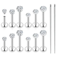 Khuyên tai ren trong mặt phẳng 16G, khuyên mũi, khuyên môi, khuyên sụn tai, nút bịt tai bằng thép không gỉ 316L, trang sức xỏ khuyên unisex. - Khuyên môi có ren - Xem 1